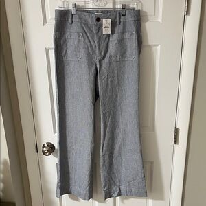 J. Crew Lizzie high-rise patch-pocket wide-leg pant Navy/white pinstripe 29P NWT